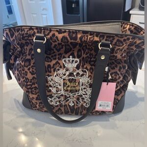 Juicy Couture Day Dreamer & Matching Wallet Brown Leopard Tote w/ Black Accents